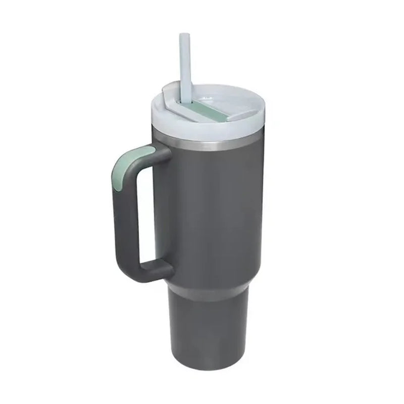 Tumbler with Handle Lid Straw 40Oz Stainless Steel Water Bottle Vacuum Thermos Cup Travel Car Thermal Coffee Mug Cap Sport
